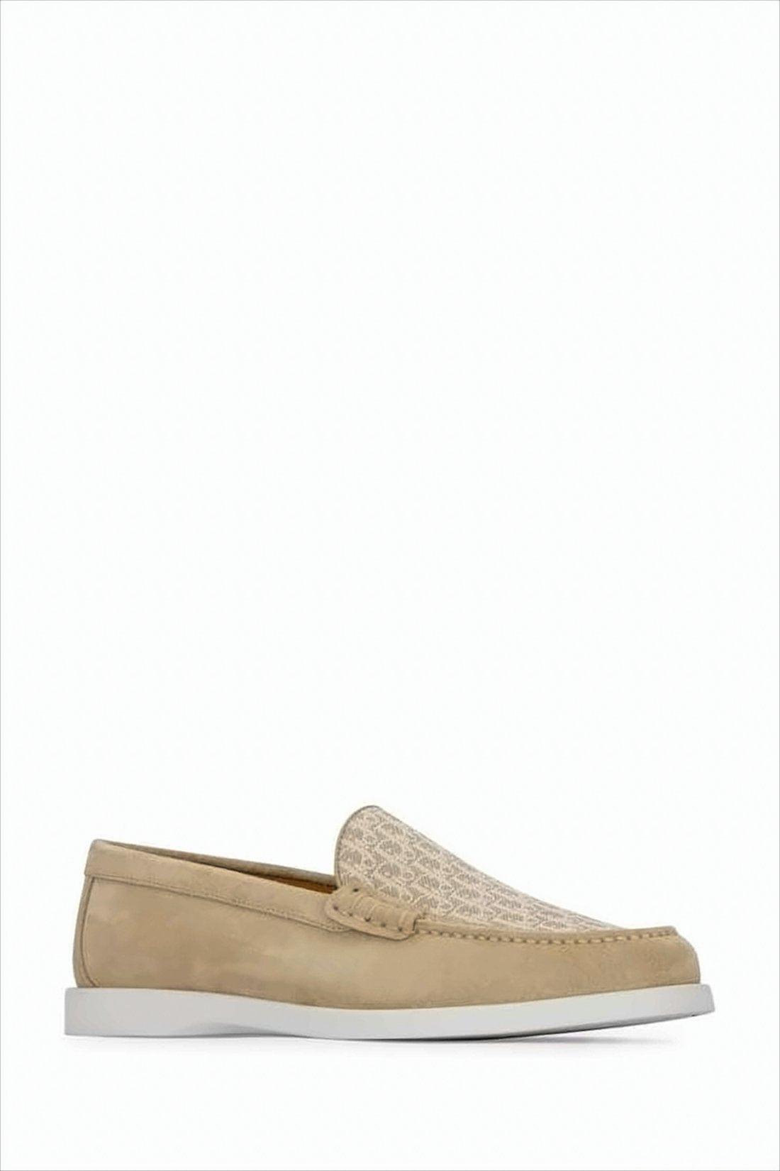 Suede Loafers with Patterned Panel