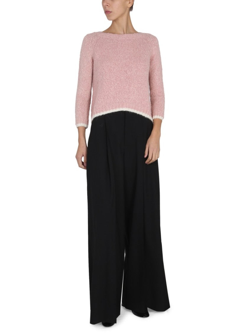 Alpaca Blend Sweater With Contrasting Trim