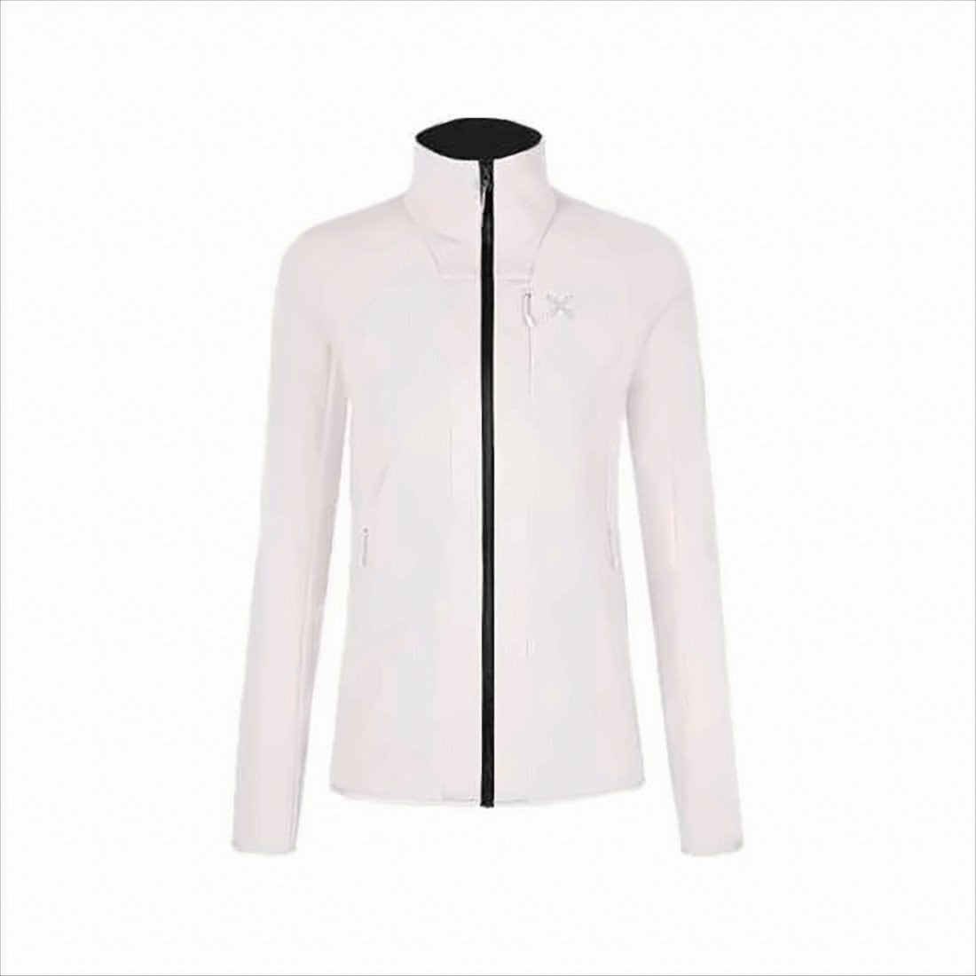 Minimalistic White Jacket With High Collar And Zippered Pockets
