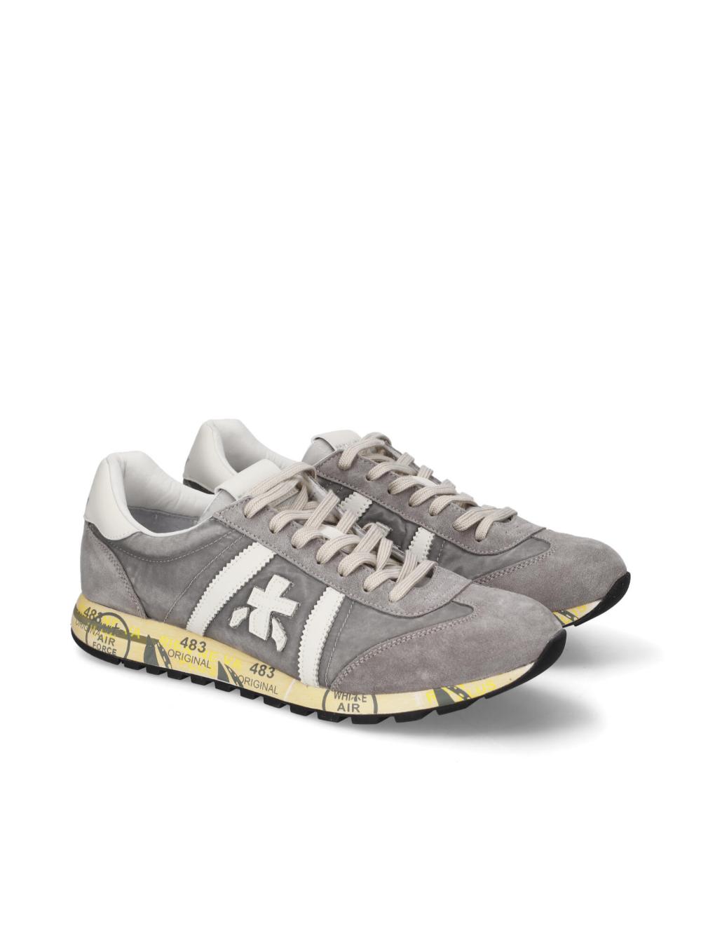 Stone Gray Nylon Suede Lace-Up Sneakers