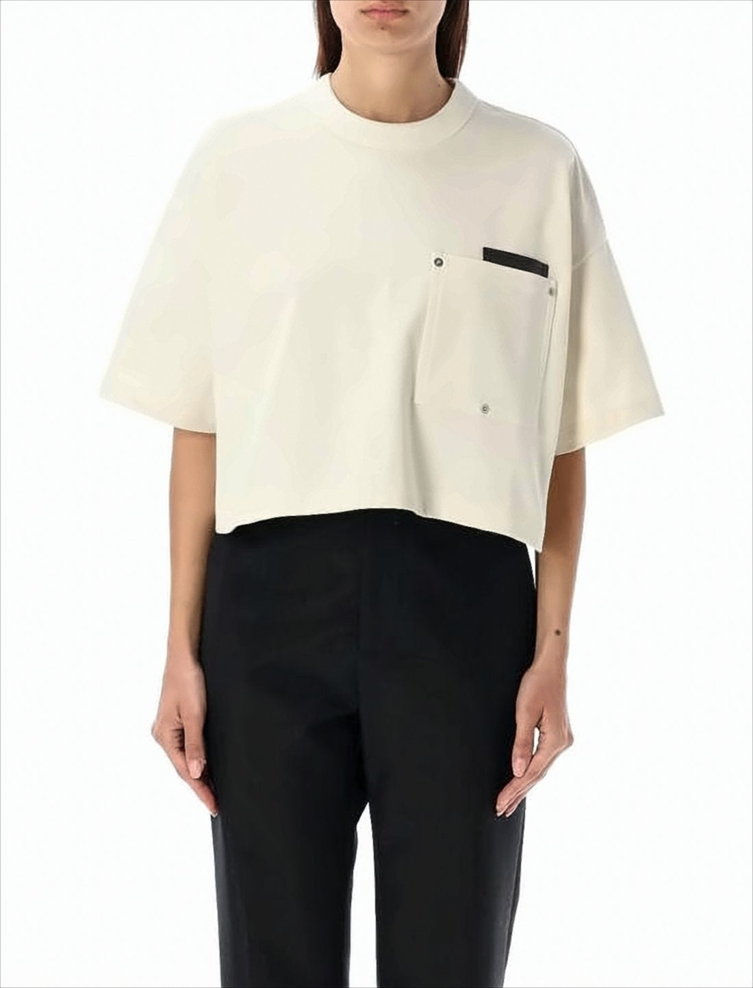 Cropped Short-Sleeve Top With Boxy Silhouette And Signature Pocket