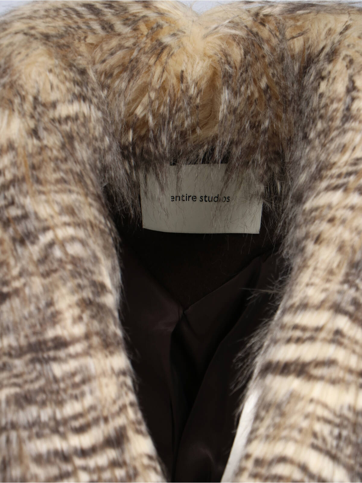 Textured Faux Fur Jacket With Striped Pattern
