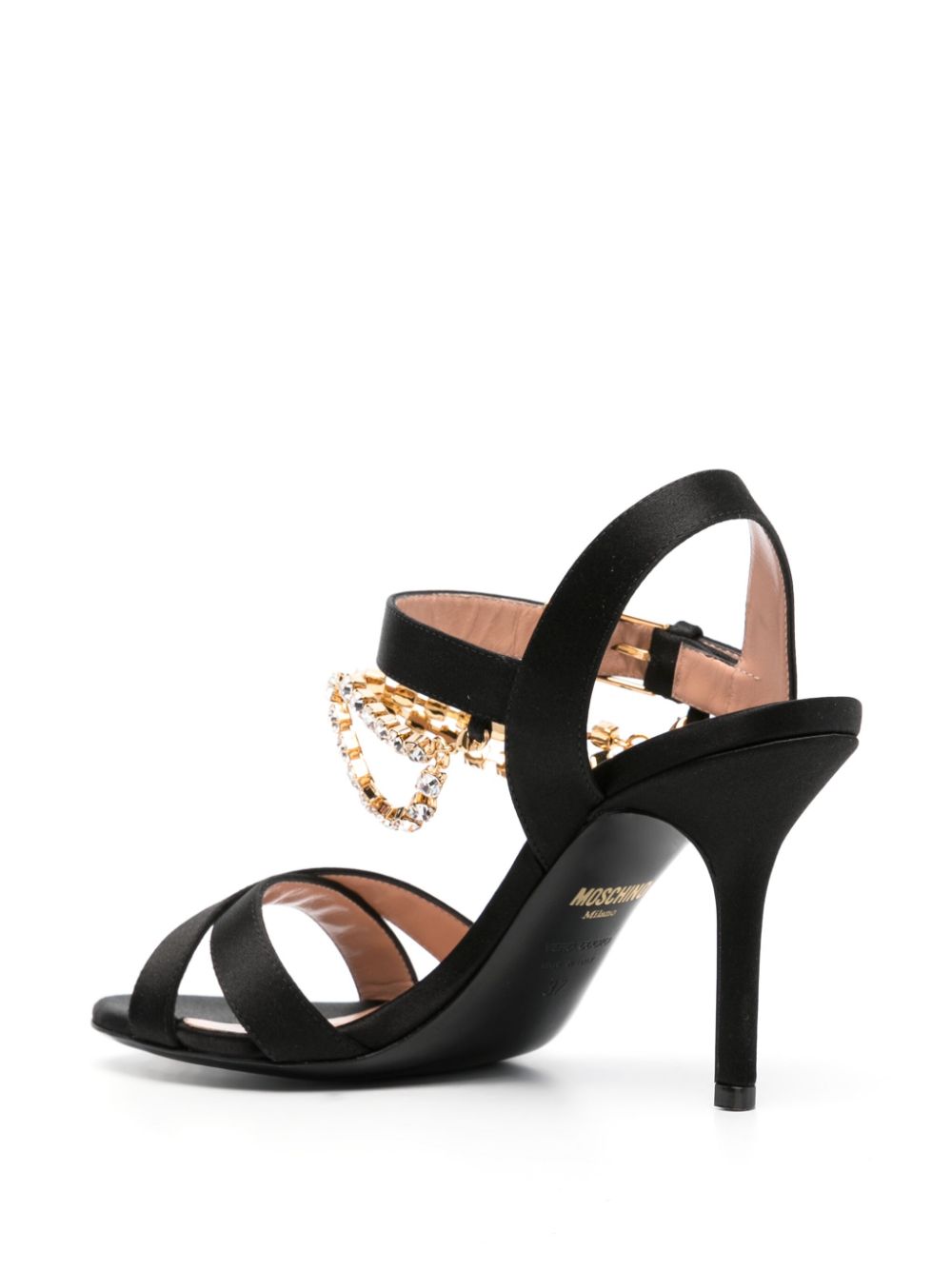 Rhinestone-Embellished High-Heeled Sandals with Crossover Straps