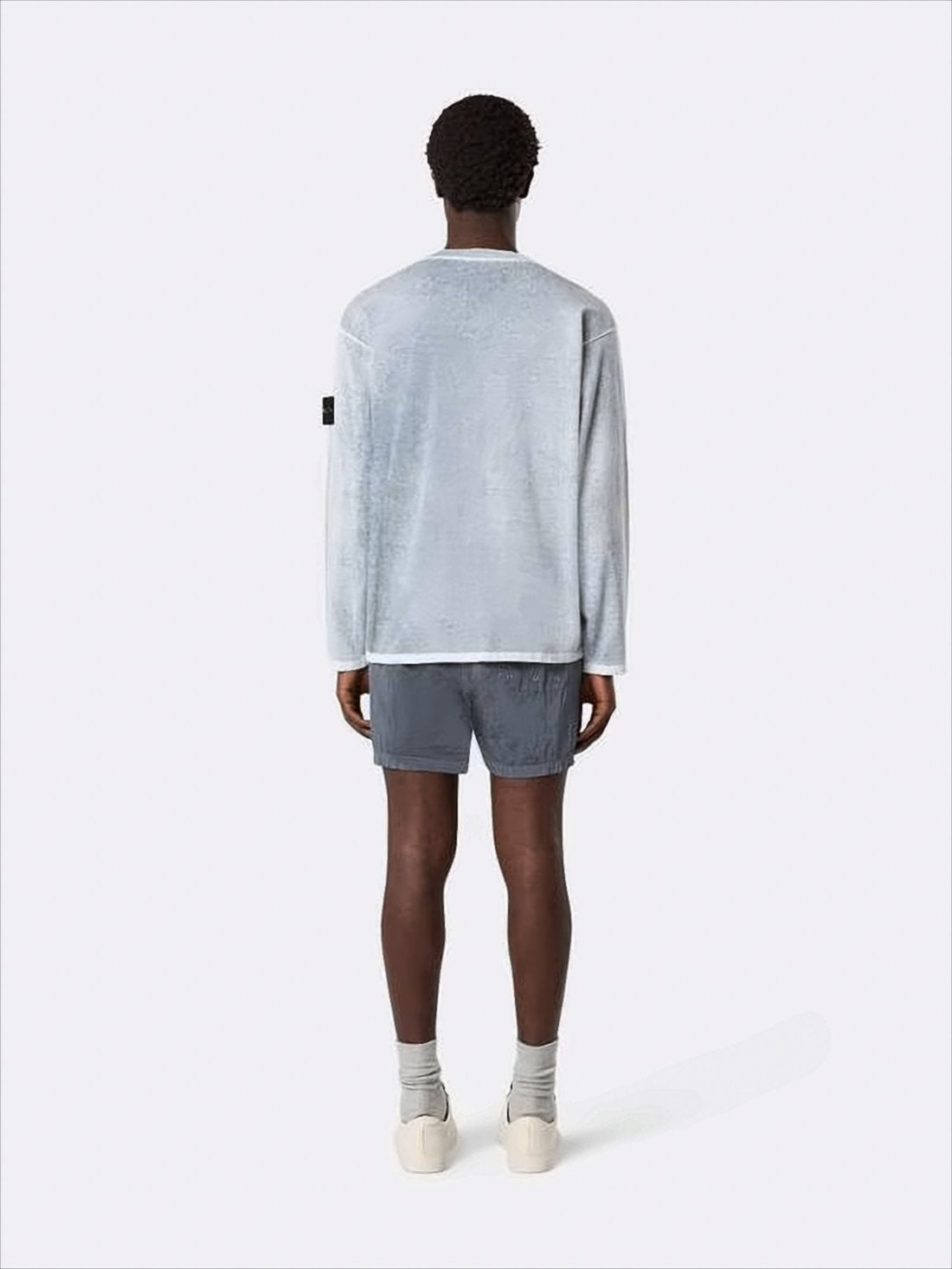 Muted Grey Crinkled Texture Shorts