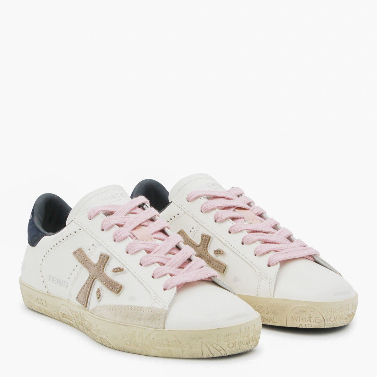 Low-Top Sneakers with Beige Suede Accents