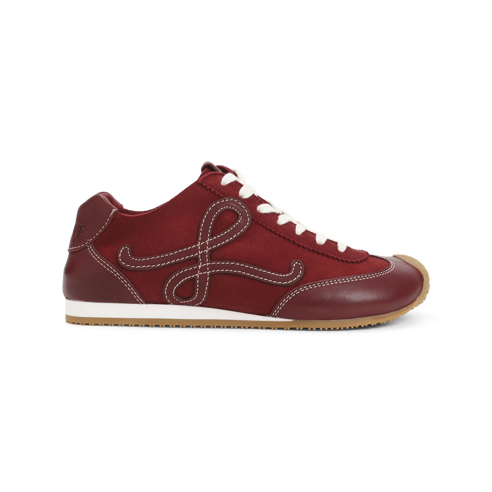 Red Leather Low-Top Sneakers with Decorative Stitching