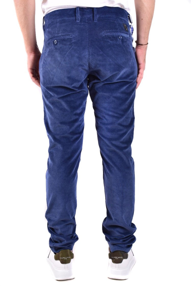 Tailored Dark Blue Trousers With Subtle Corduroy Texture