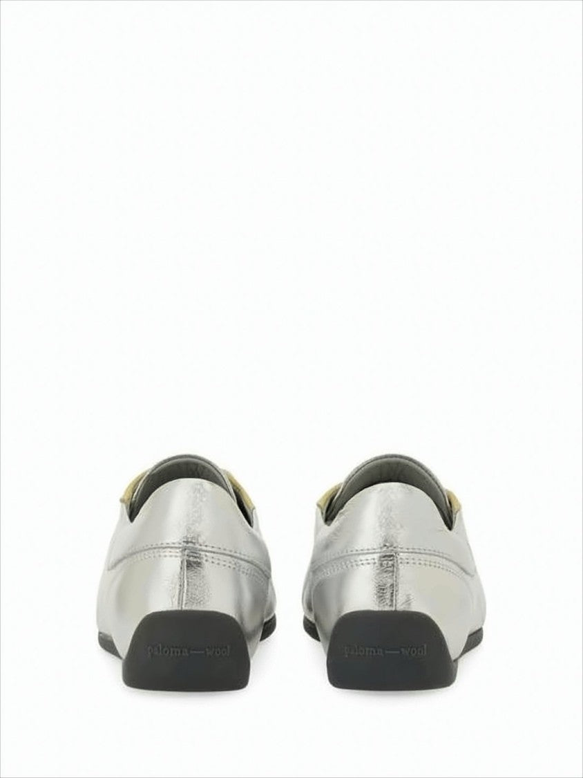 Smooth Leather Sneakers with Metallic Finish