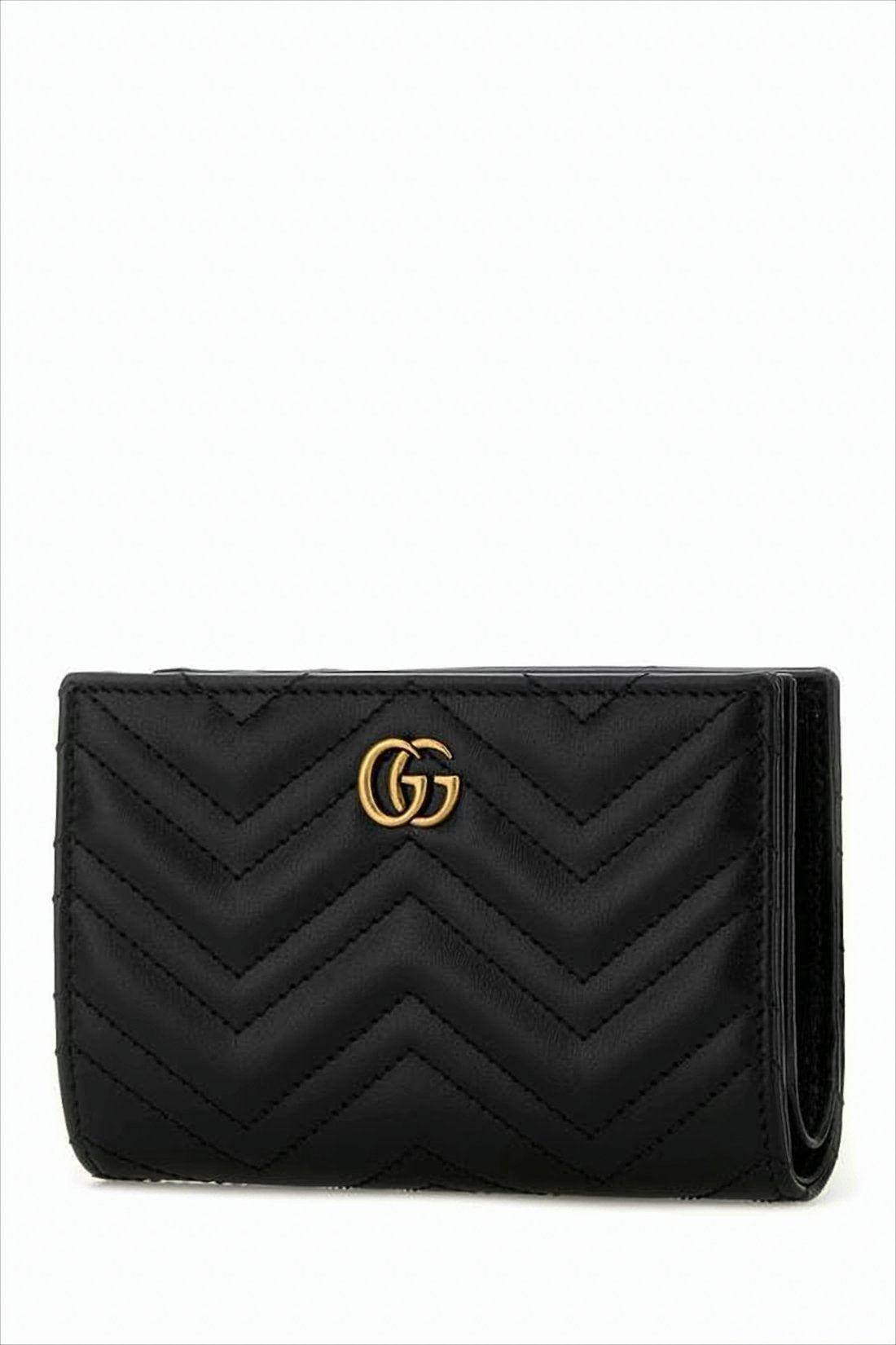 Rectangular Leather Wallet with Quilted Chevron Pattern