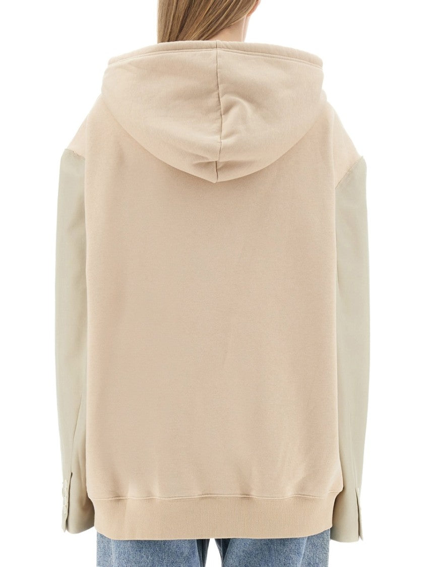Oversized Hooded Sweatshirt With Contrasting Sleeves
