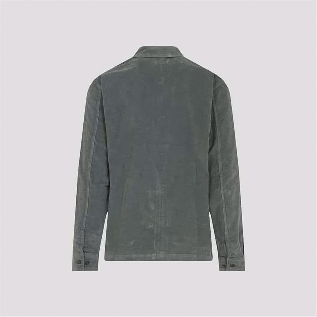 Structured Grey Jacket With Button-Up Front And Signature Lens Detail