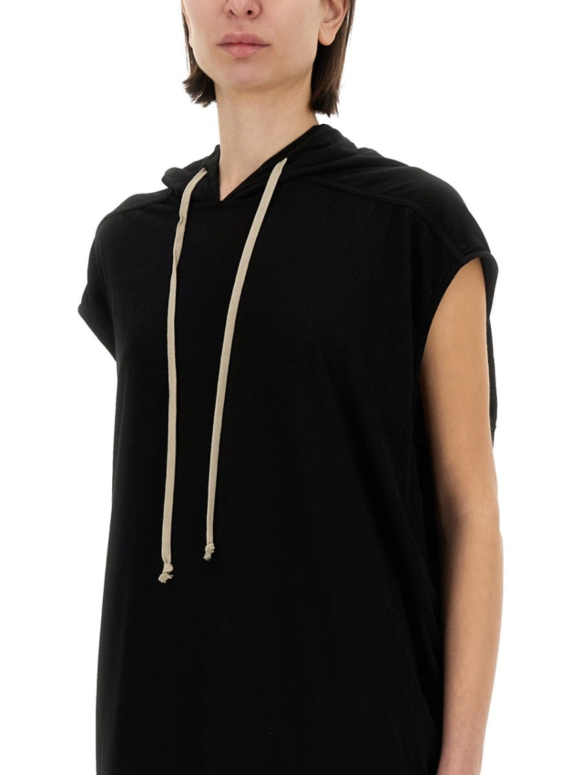 Hooded Black Maxi Dress With Side Slits