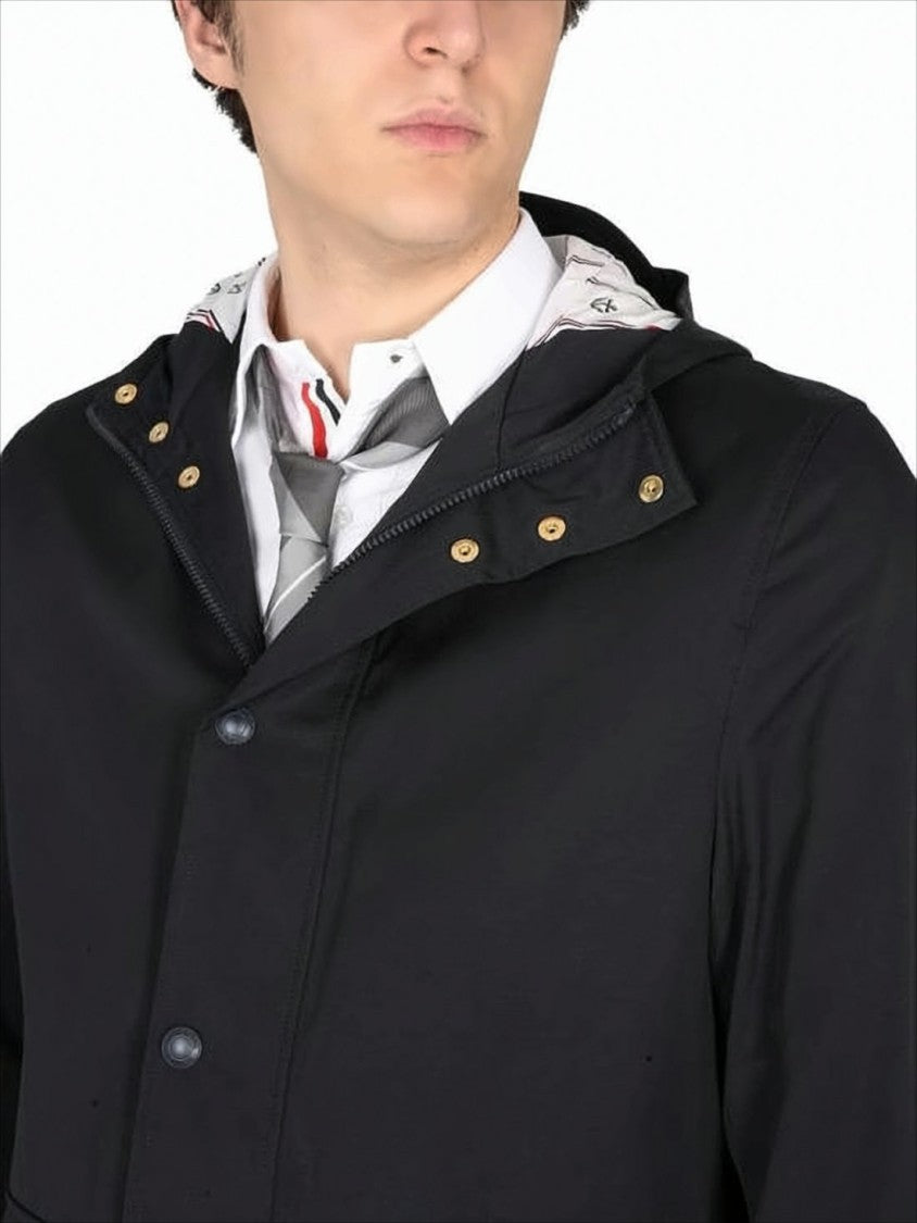 Classic Hooded Jacket with Front Button Closure and Tailored Finish