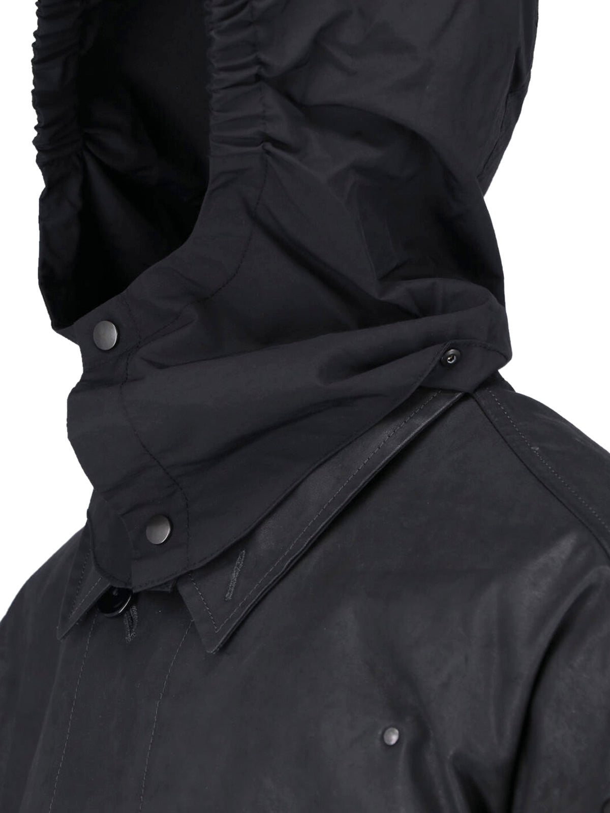 Black Hooded Straight-Cut Casual Jacket