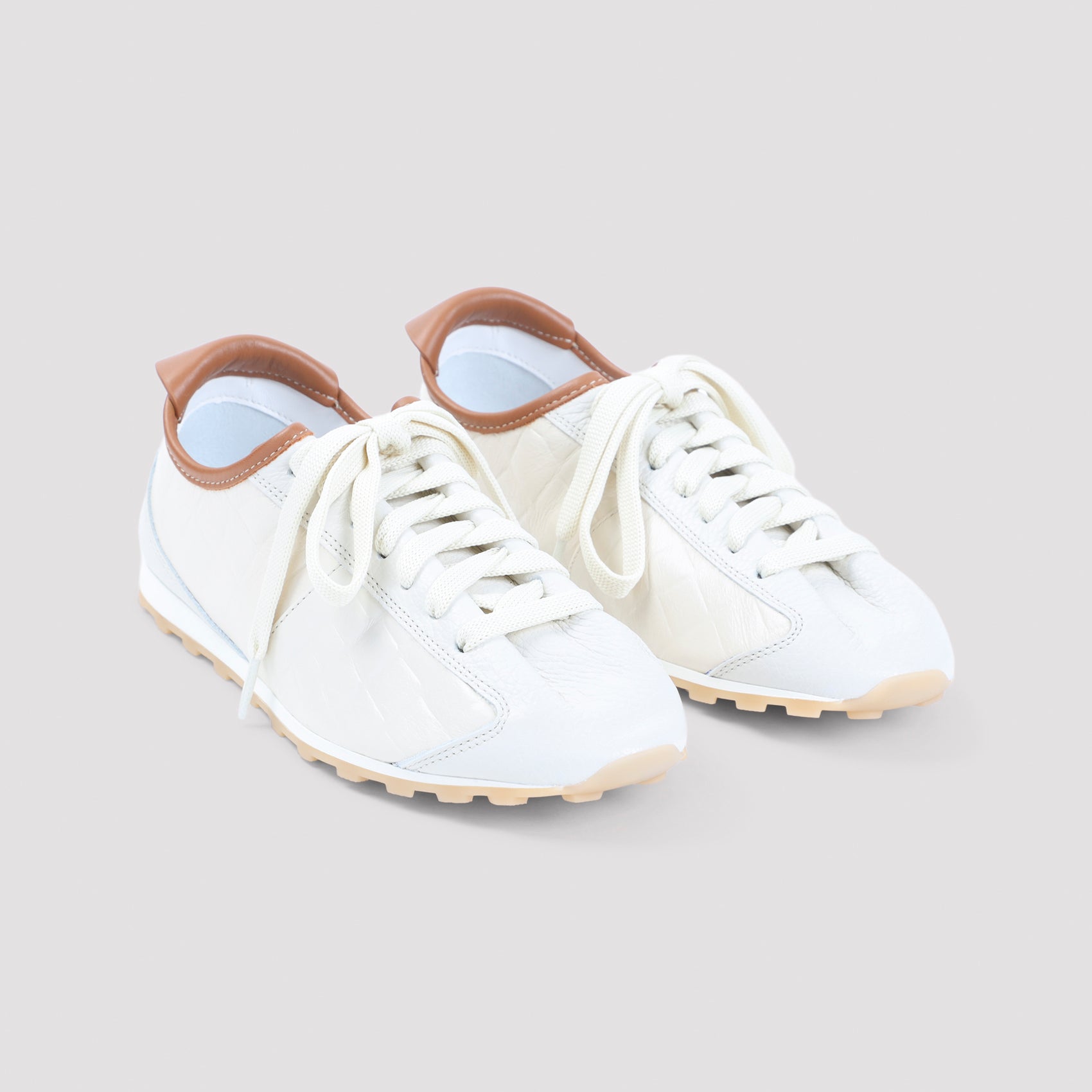 Quilted White Leather Sneakers