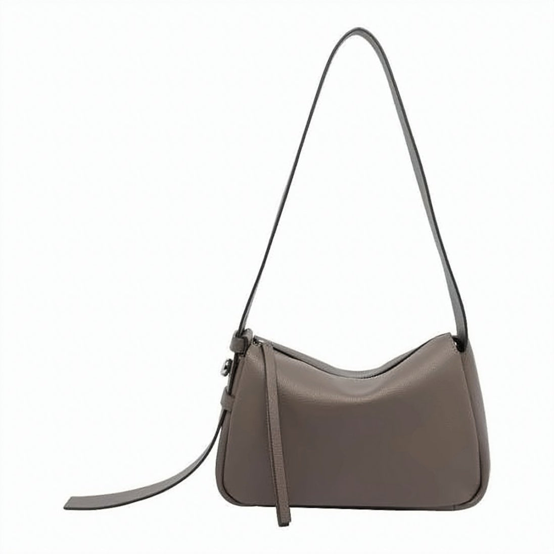 Brown Structured Rectangular Cowhide Shoulder Bag