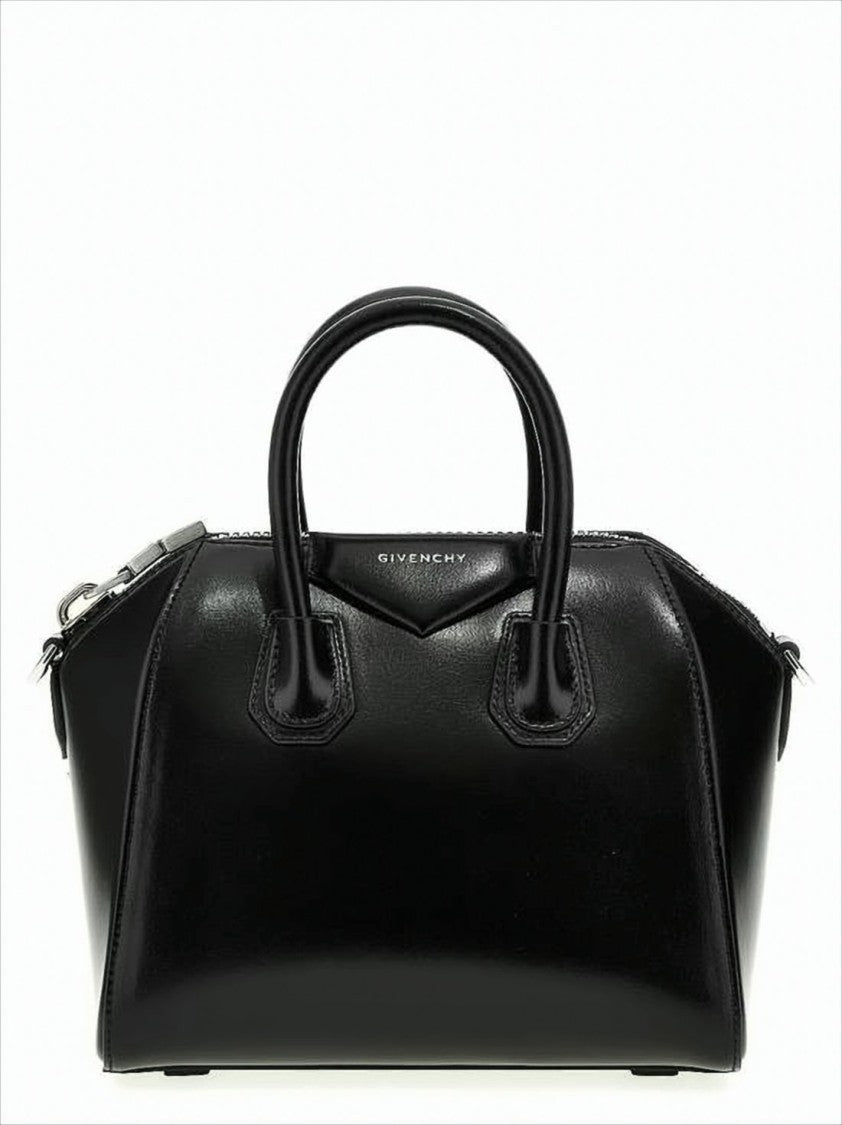Structured Black Calf Leather Tote Bag