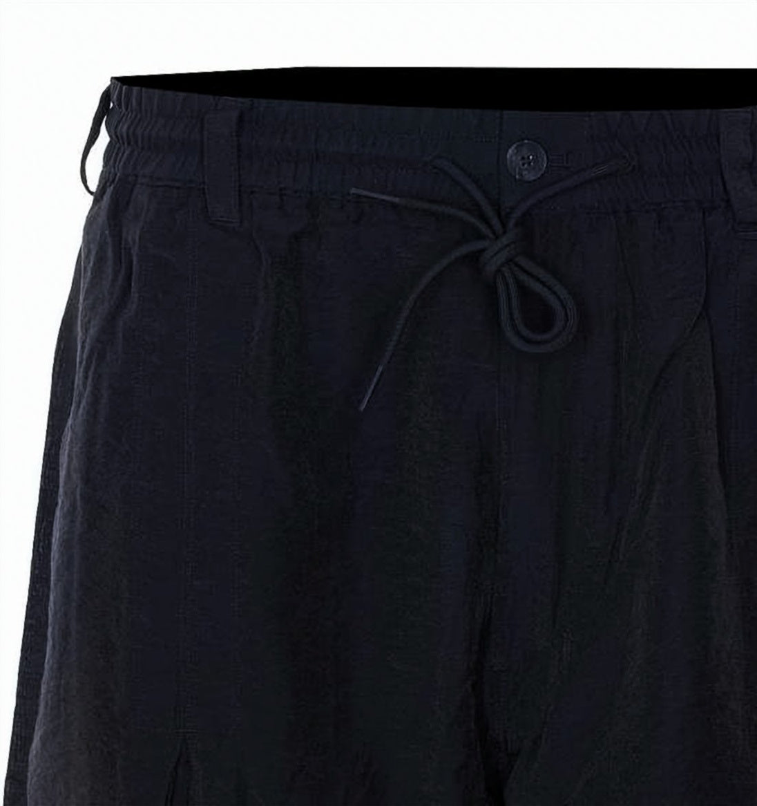 Black Relaxed Fit Viscose Polyamide Shorts
