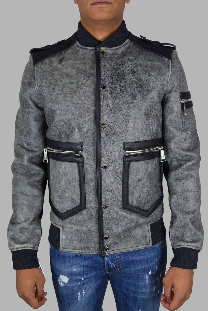 Aged Gray Leather Jacket