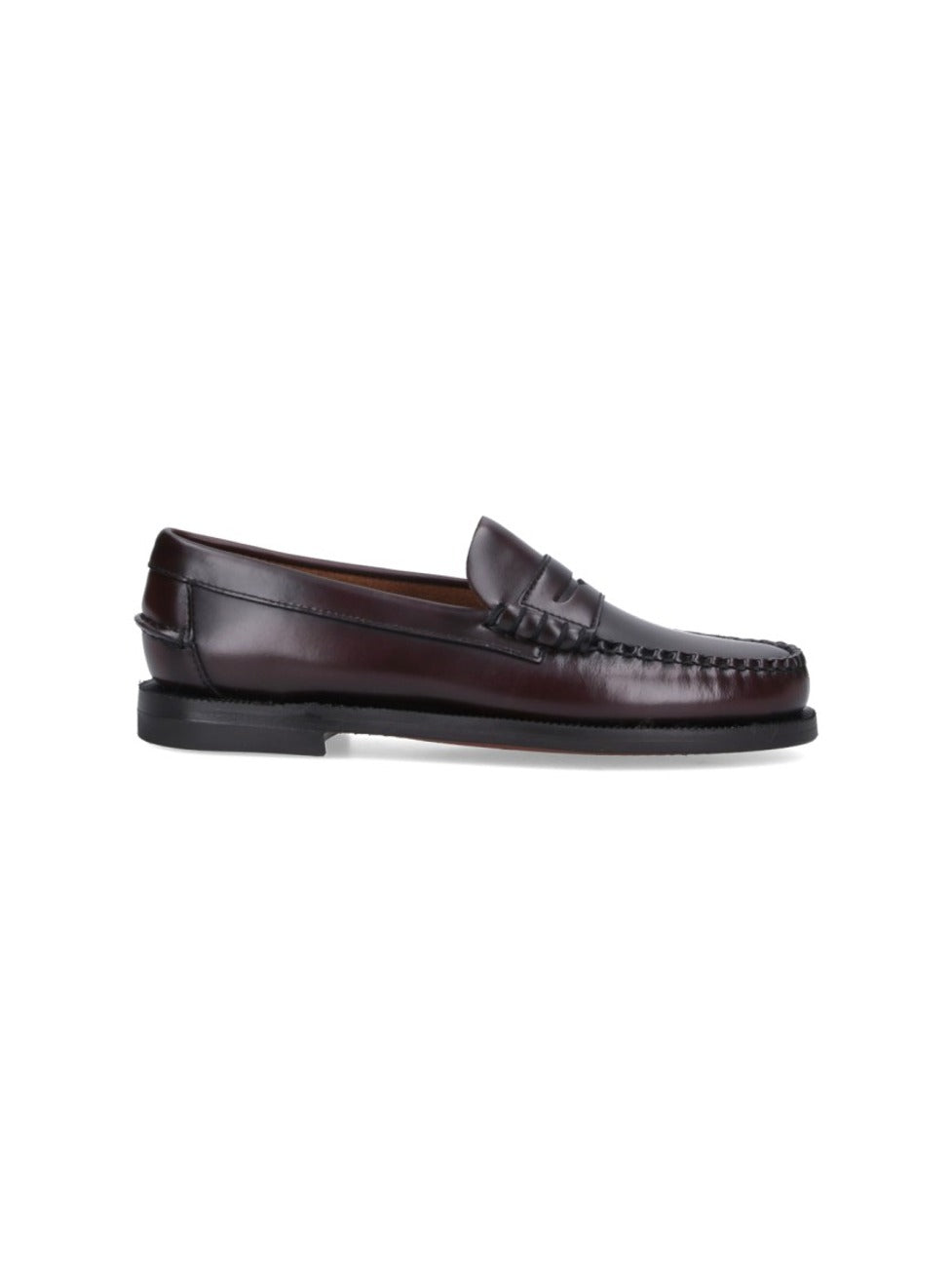 Rounded Toe Slip-On Moccasins With Smooth Leather Finish