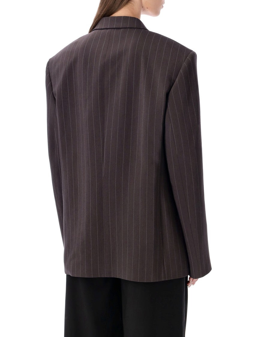 Pinstripe Double-Breasted Blazer