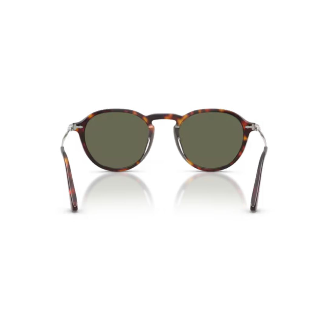 0po3383s Round Tortoiseshell Acetate Sunglasses with Metallic Temples