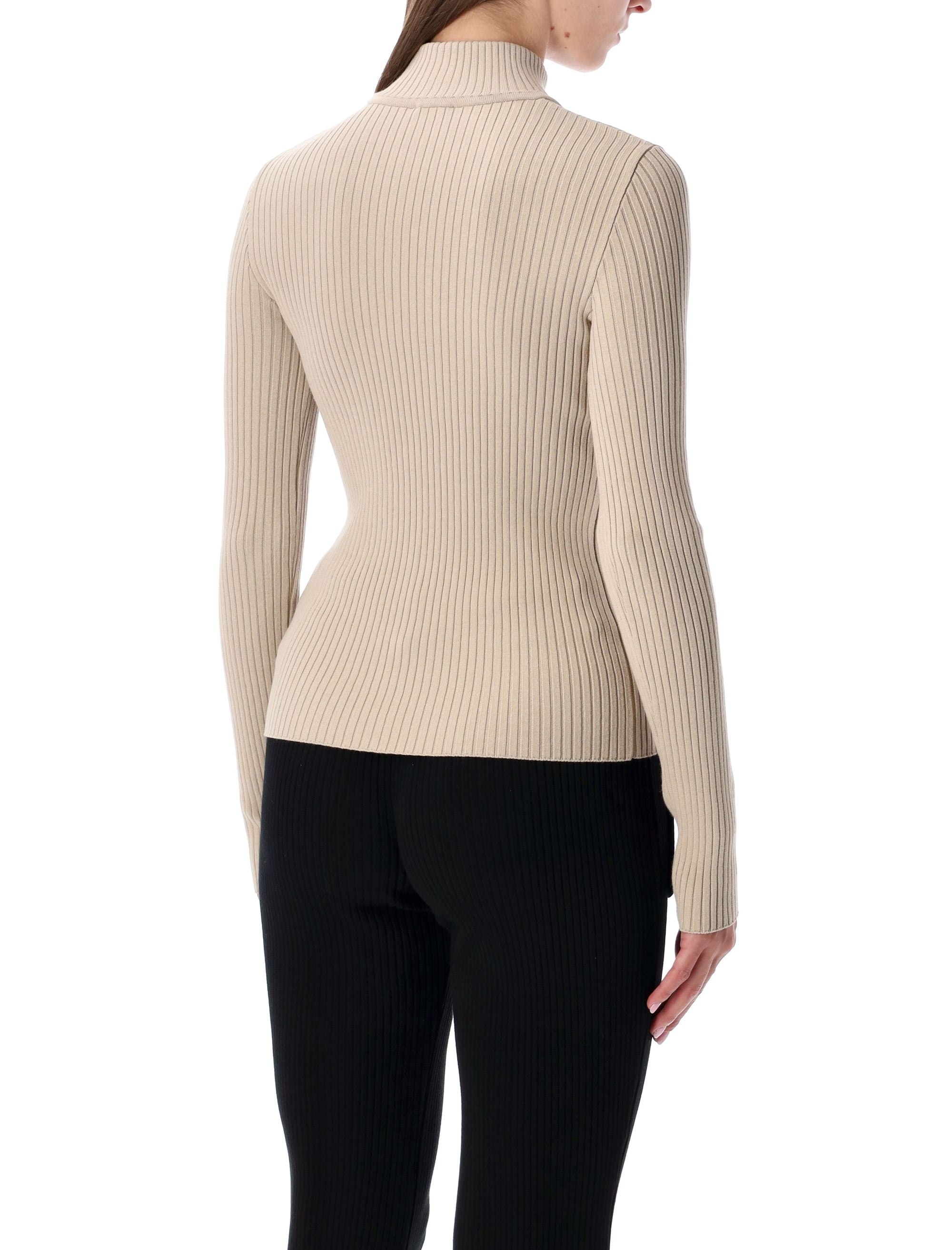 Rib Knit Mock Neck Sweater