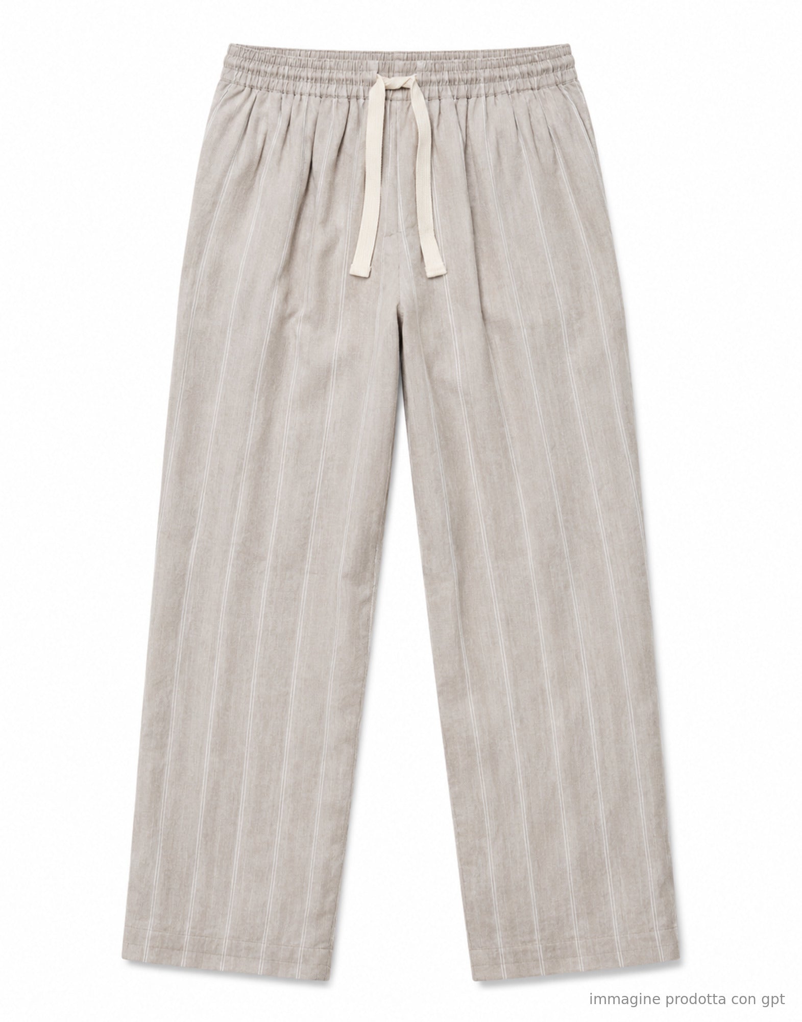 Light Grey Oxnard Striped Linen Trousers