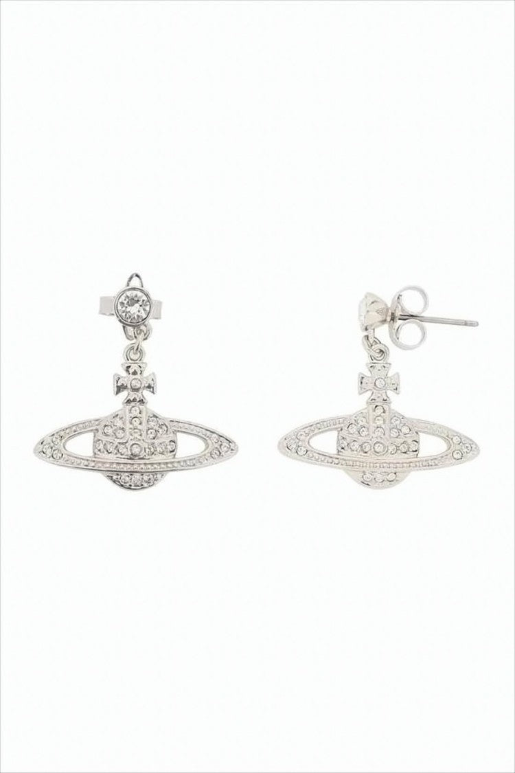 Orb And Cross Design Crystal Earrings