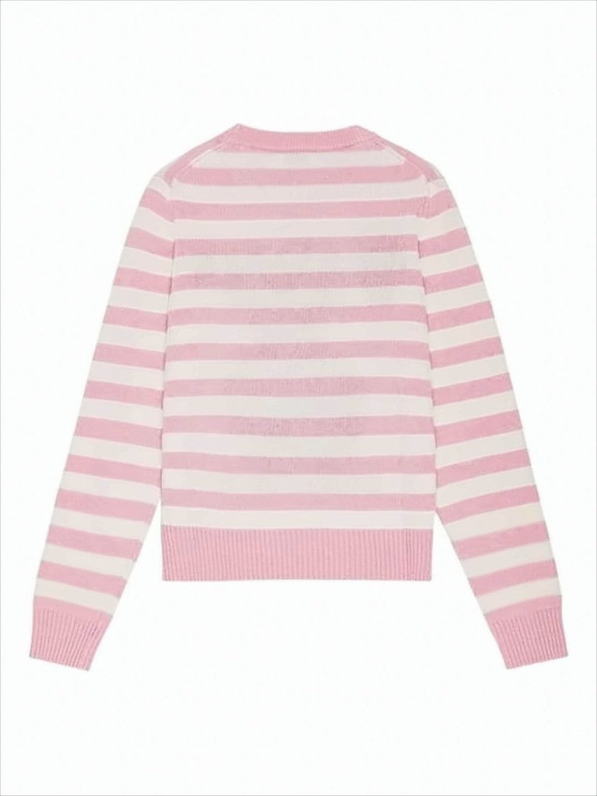 Playful Pastel Knit Sweater With Bunny Graphic