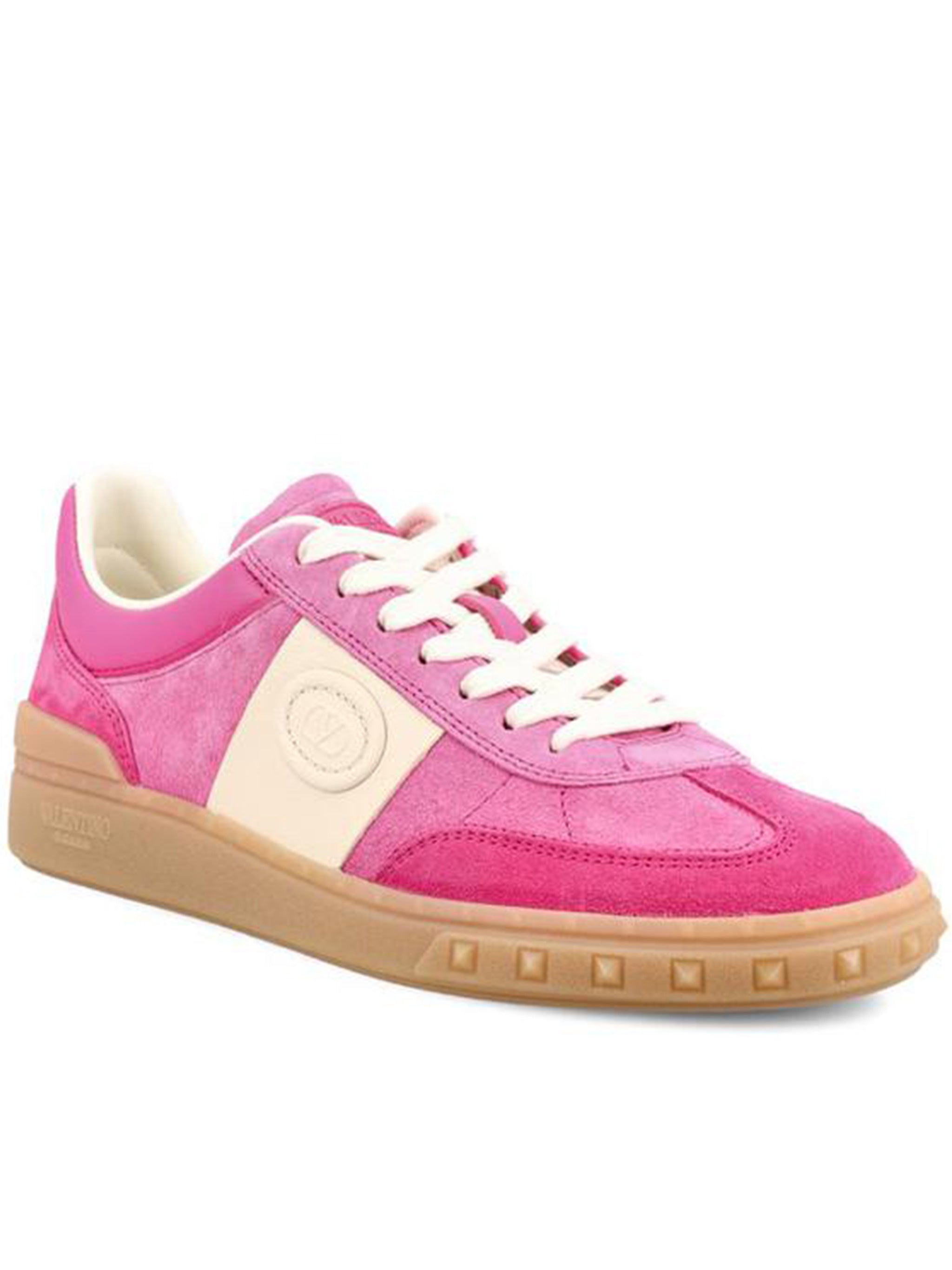 Pink Upvillage Suede Studded Low-Top Sneakers