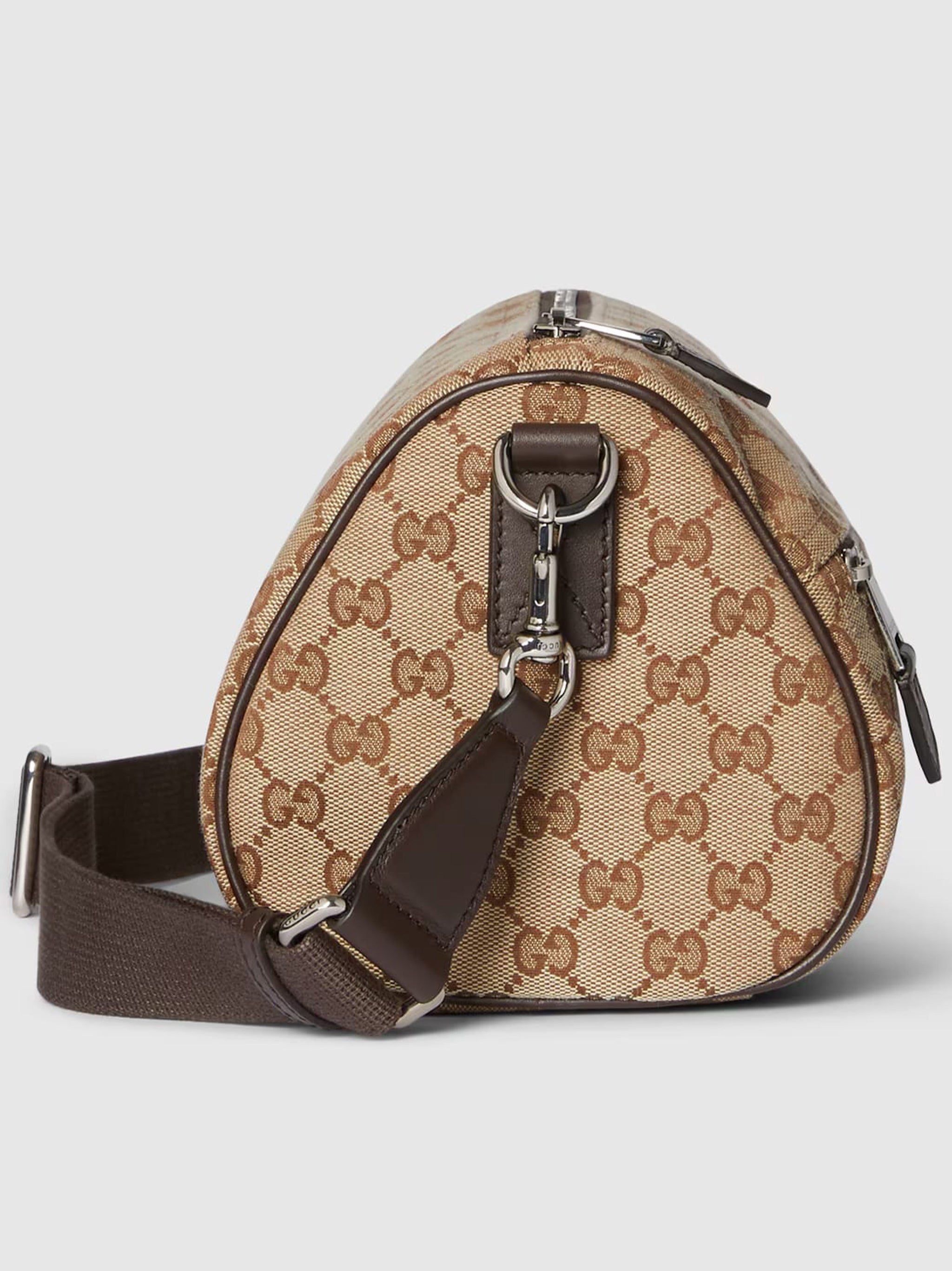 Beige Cylindrical GG Canvas Monogram Bag