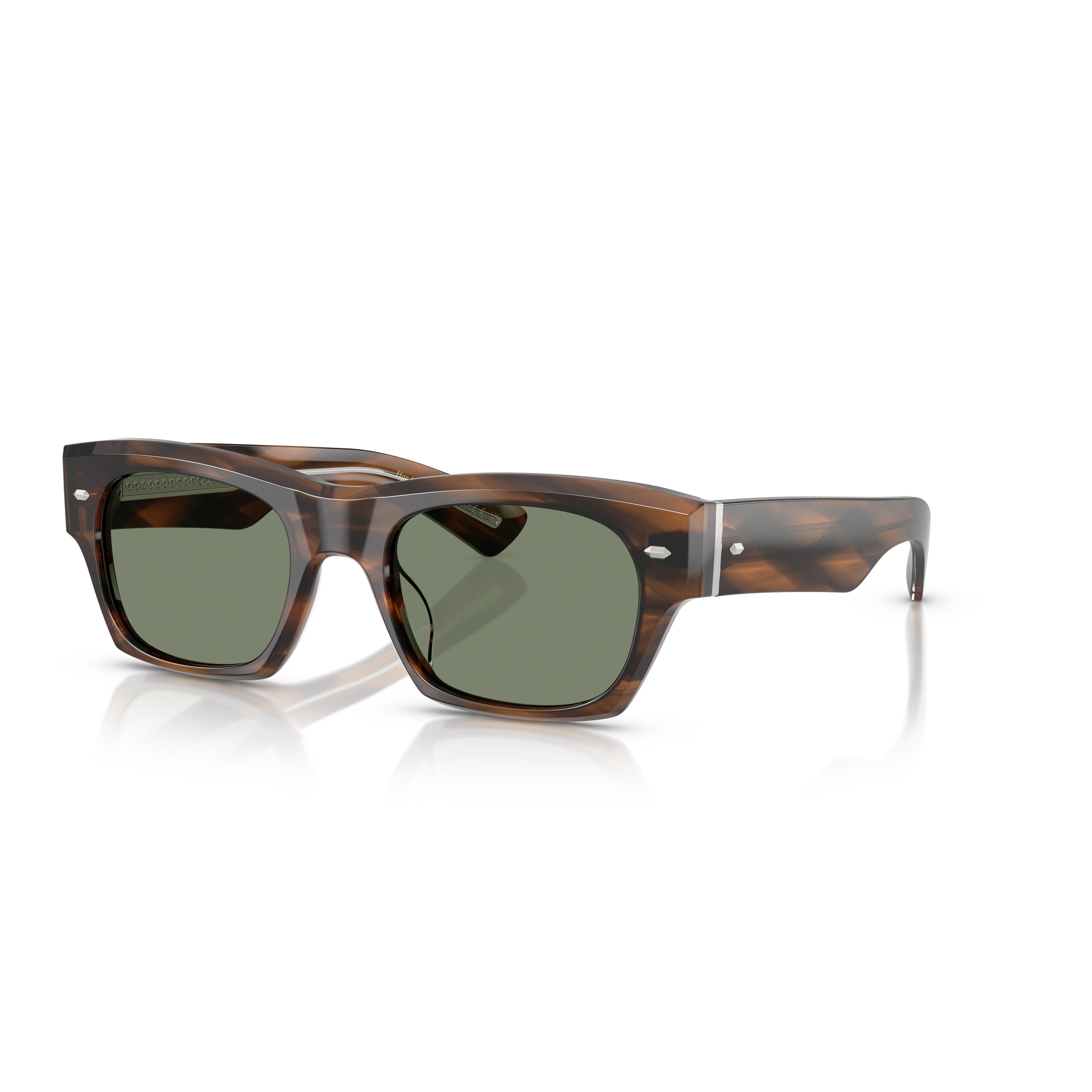 0ov5514su Rectangular Tortoiseshell Acetate Sunglasses with Silver Accents