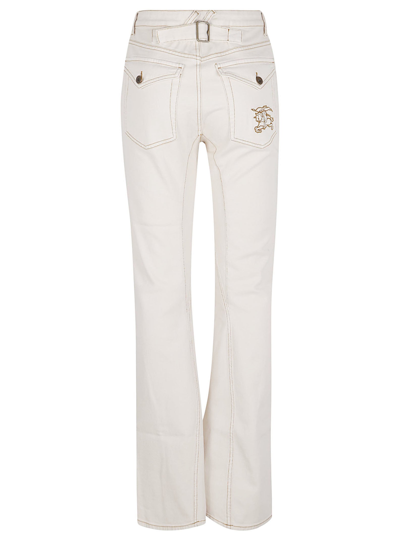 High-Waisted Flared Denim Jeans with Equestrian Embroidery