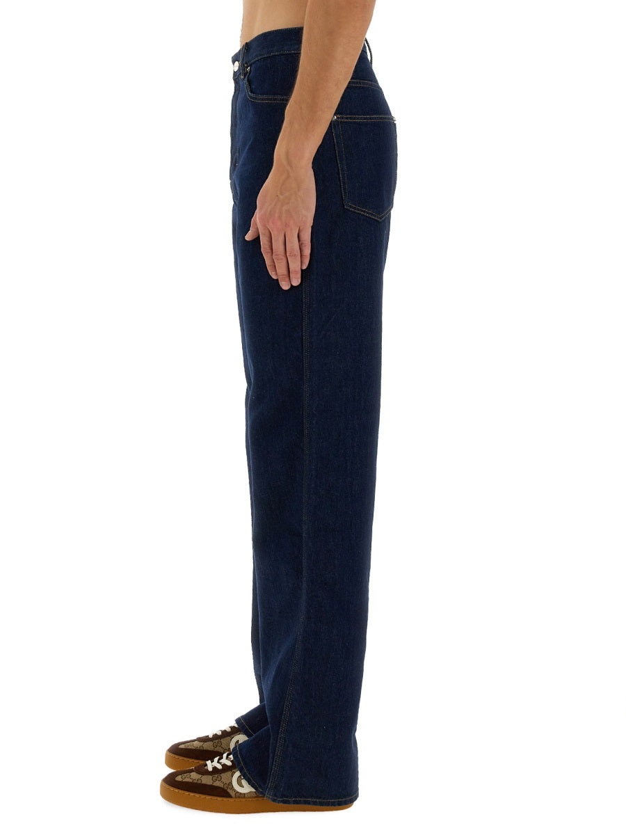Straight-Leg Denim Pants with Five-Pocket Design