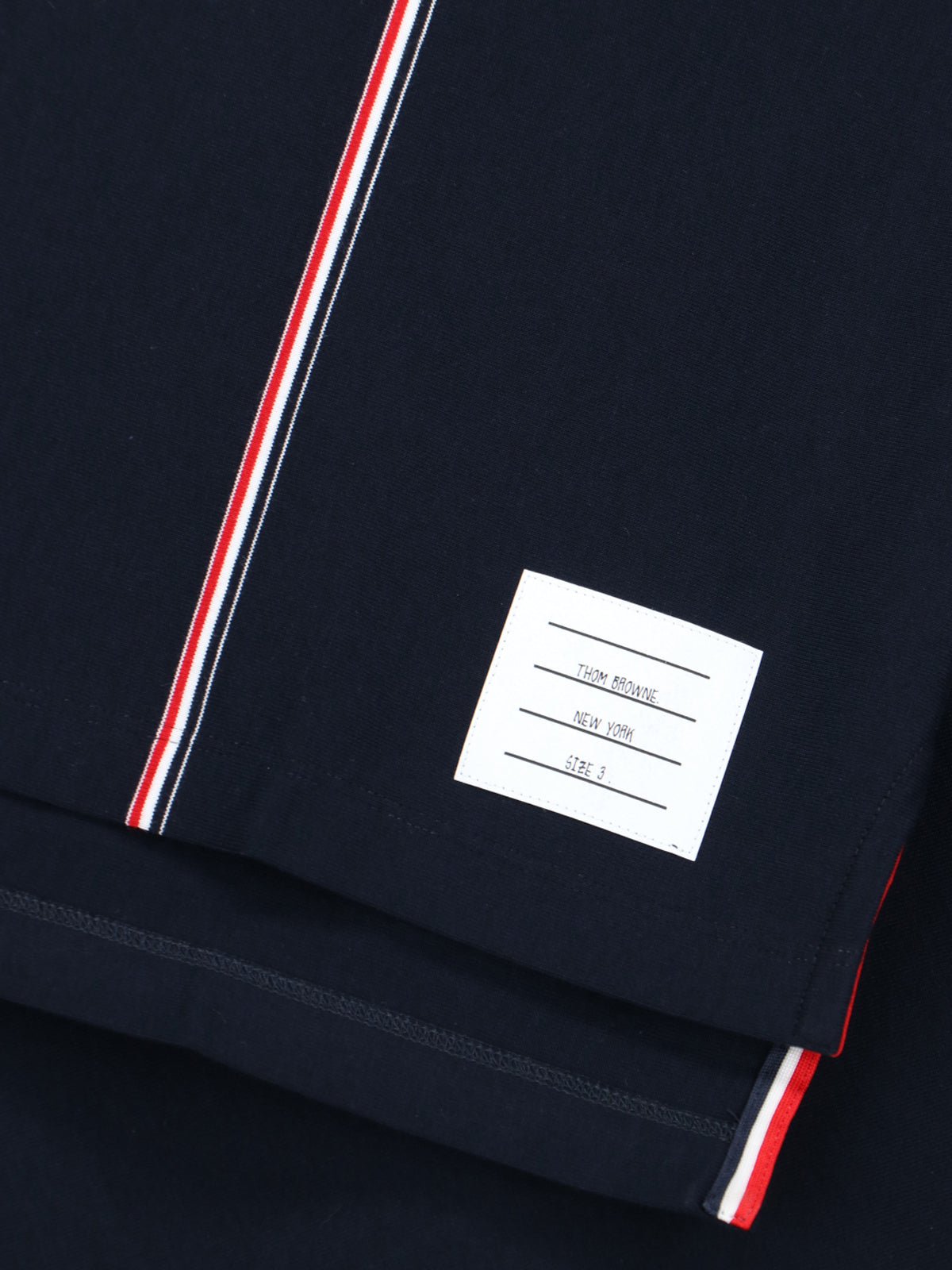 Navy Blue Cotton T-Shirt With Tricolor Detail And Classic Fit