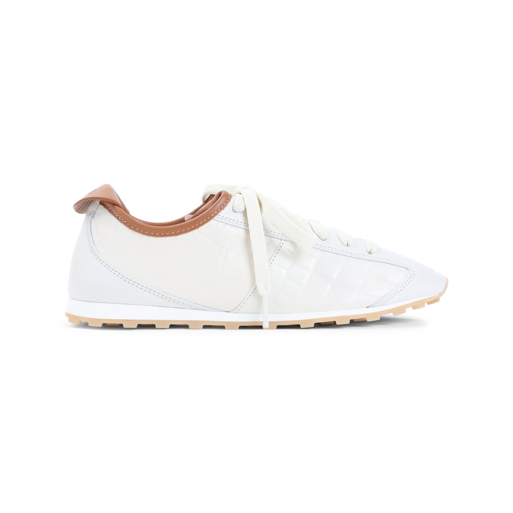 Quilted White Leather Sneakers