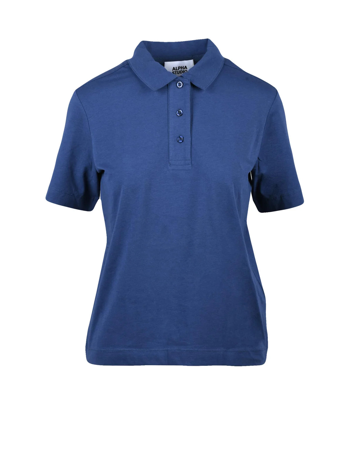 Blue Cotton Elastane Stretch Polo Shirt