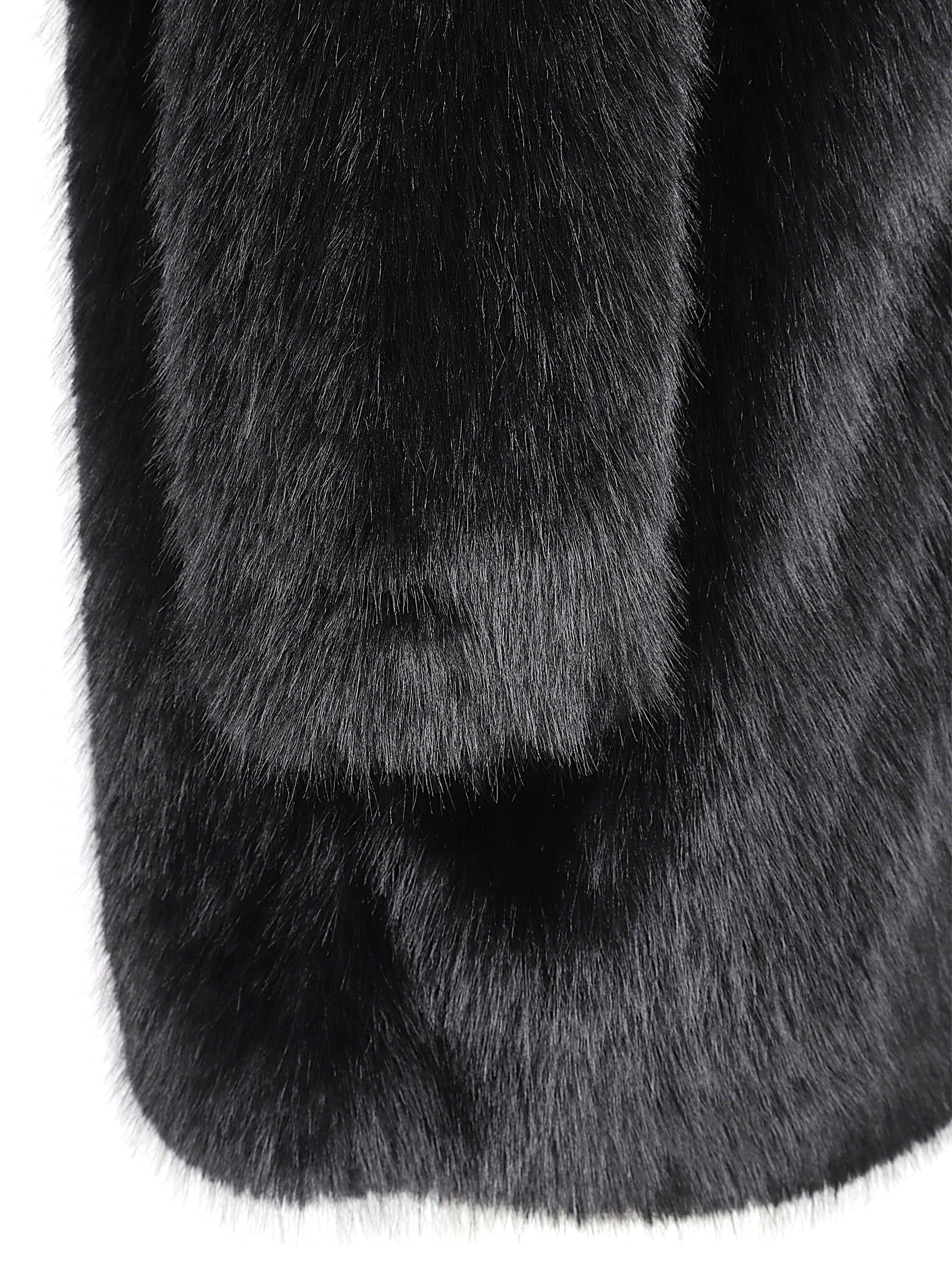 Plush Faux Fur Black Coat