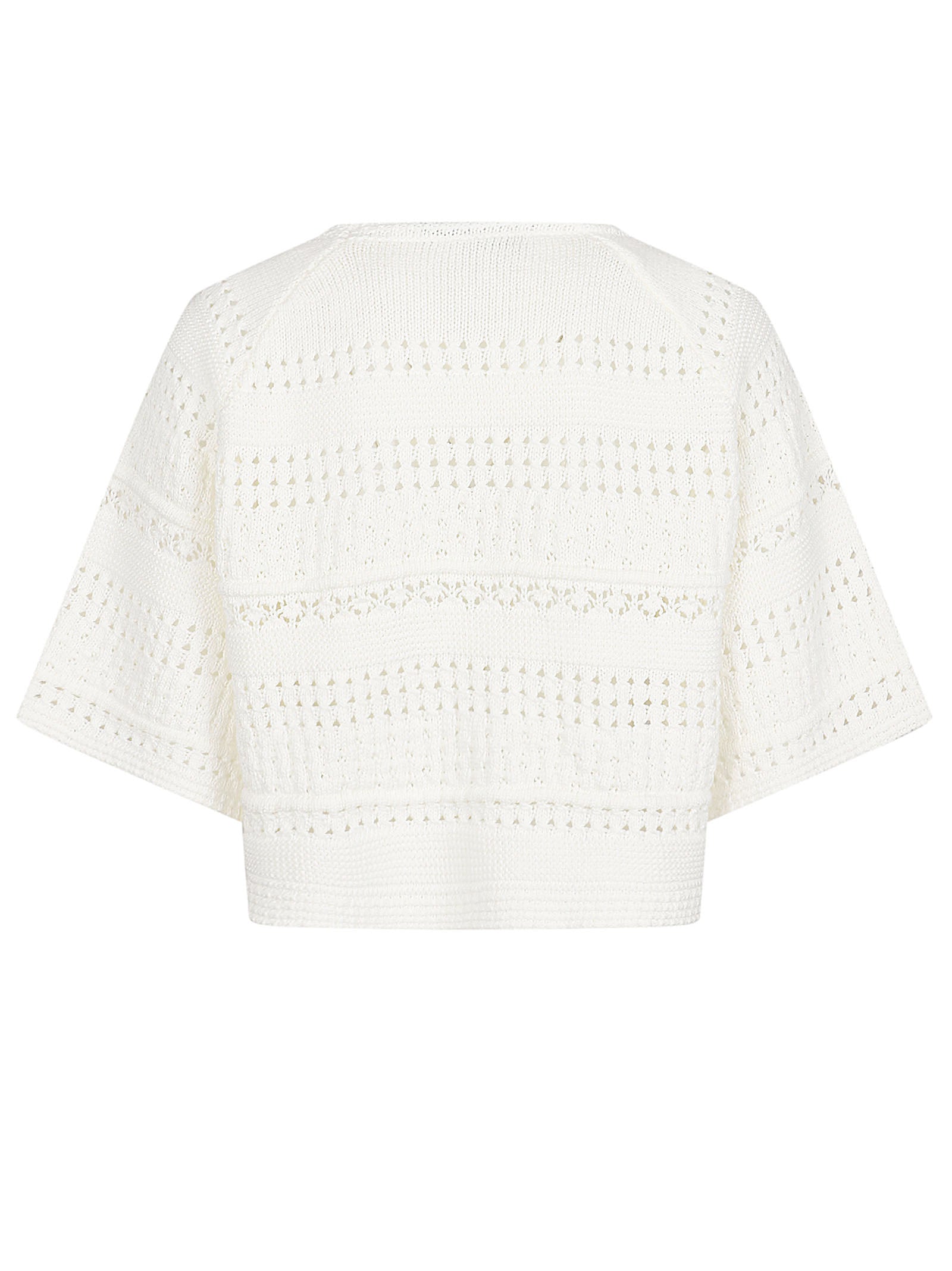 Cropped Open-Knit Sweater with Short Sleeves