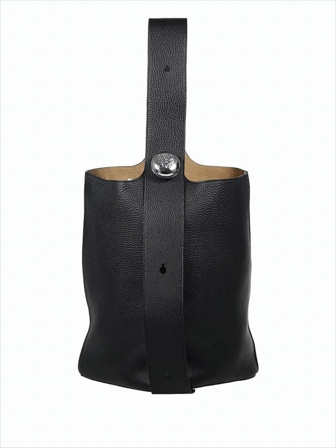 Textured Black Calf Leather Tote Bag