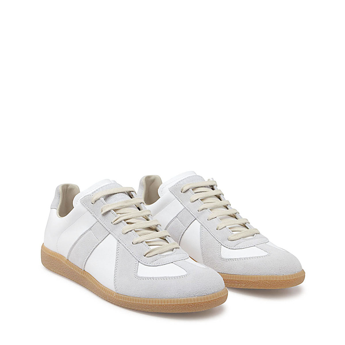 White And Grey Leather Replica Sneakers