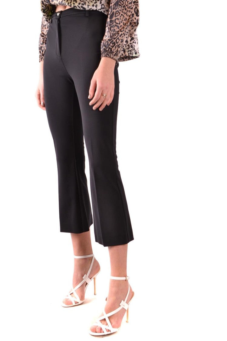 Cropped Black Trousers With Slight Flare Hem