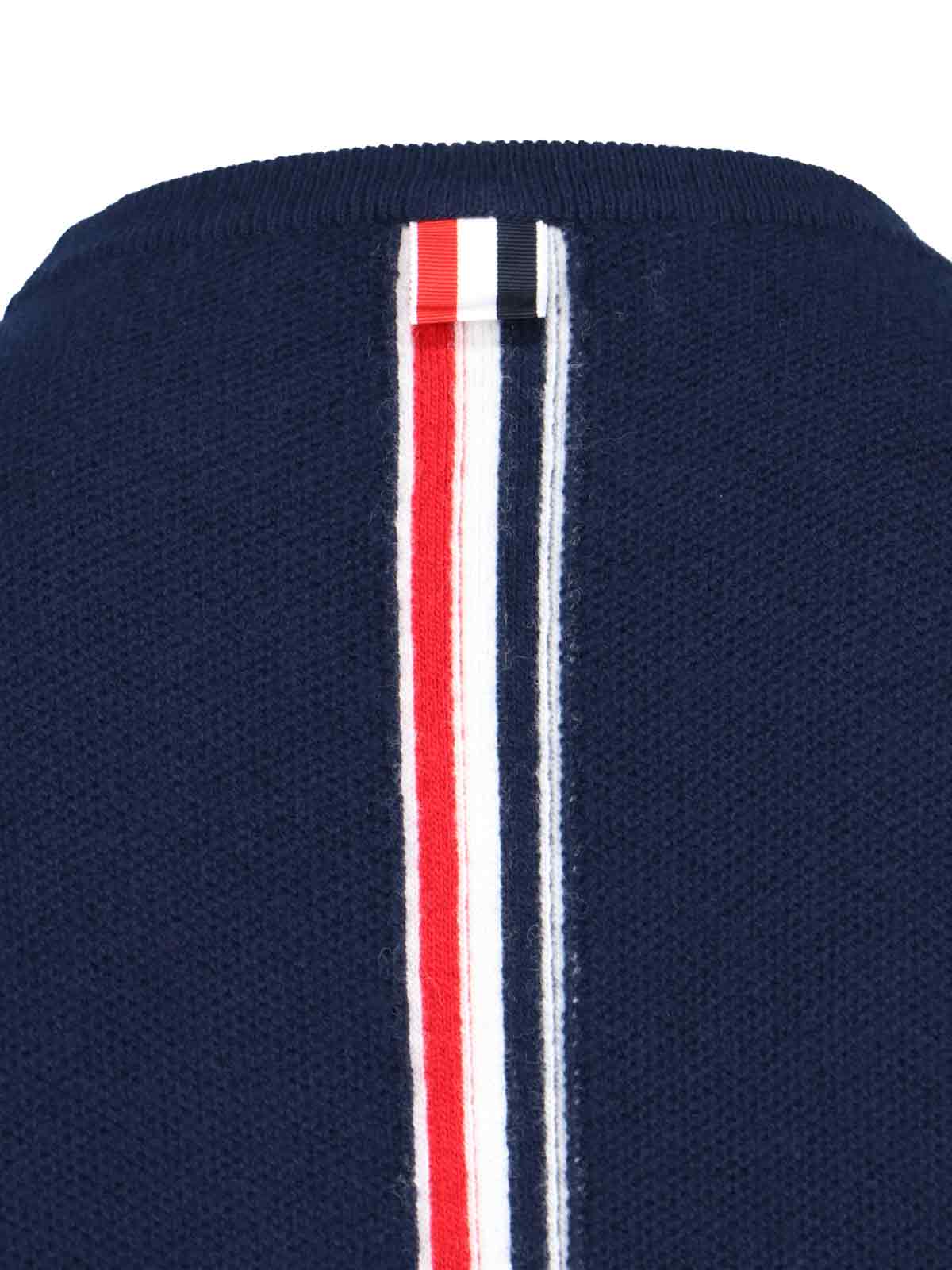 Tricolor Detail Crewneck Sweater – Blue