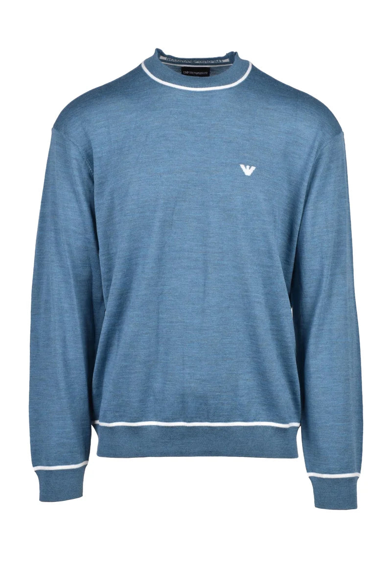 Wool Crew Neck Sweater - Light Blue