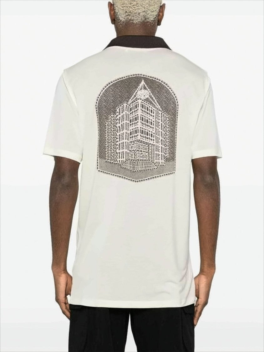 Short-Sleeve Polo Shirt With Graphic Prints And Contrasting Trim