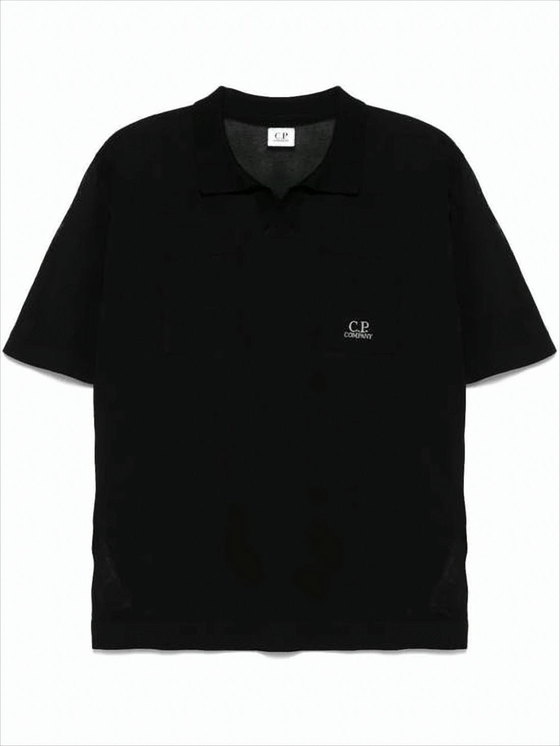 Relaxed-Fit Short-Sleeved Black Sweater with Subtle Collar