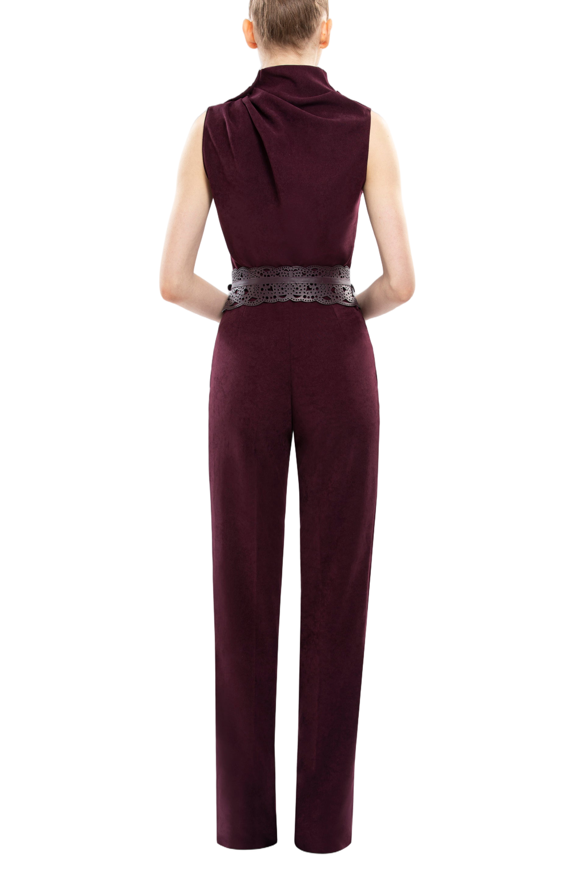 Tailored Straight-Cut Pants In Rich Plum
