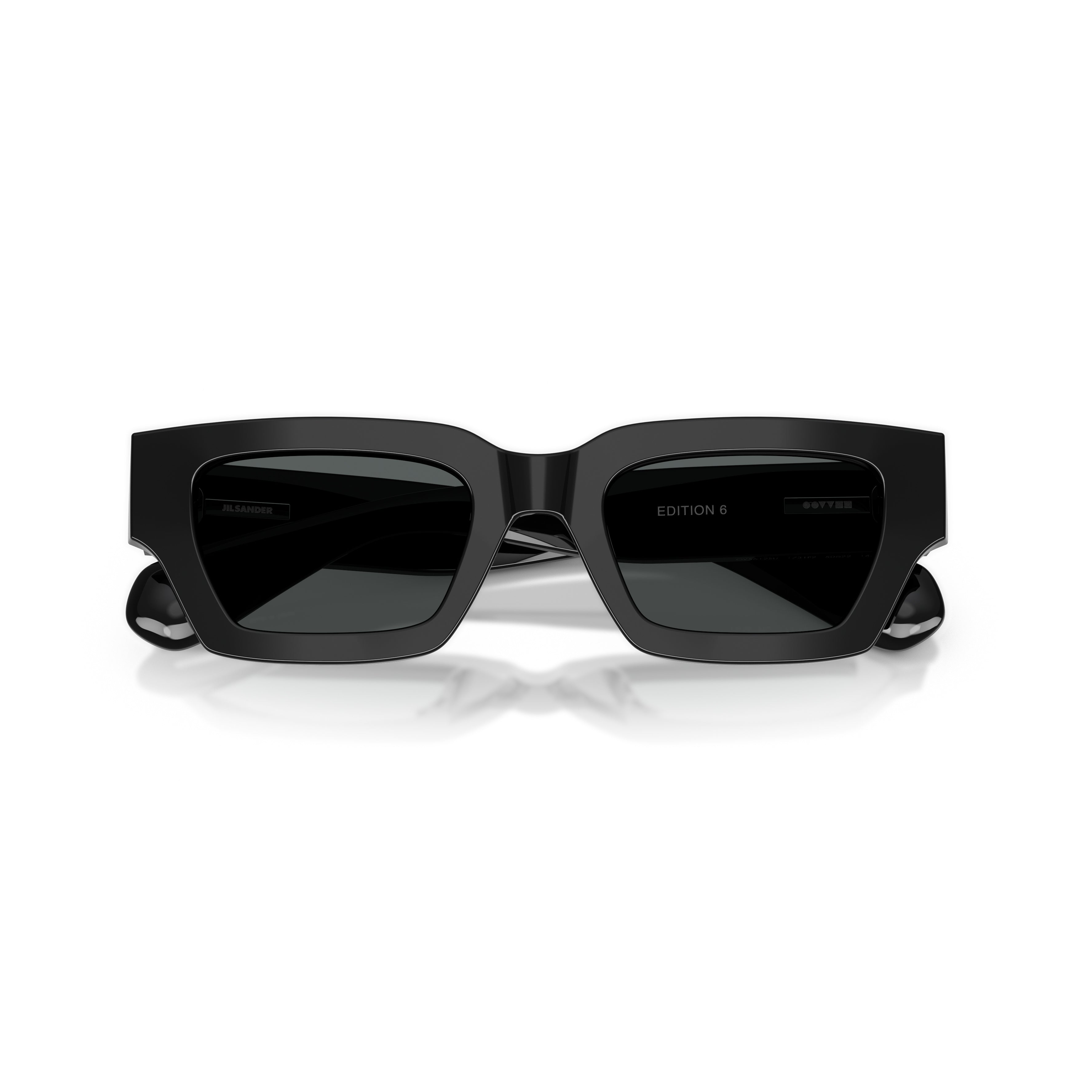 Rectangular Black Acetate Sunglasses With Wide Arms