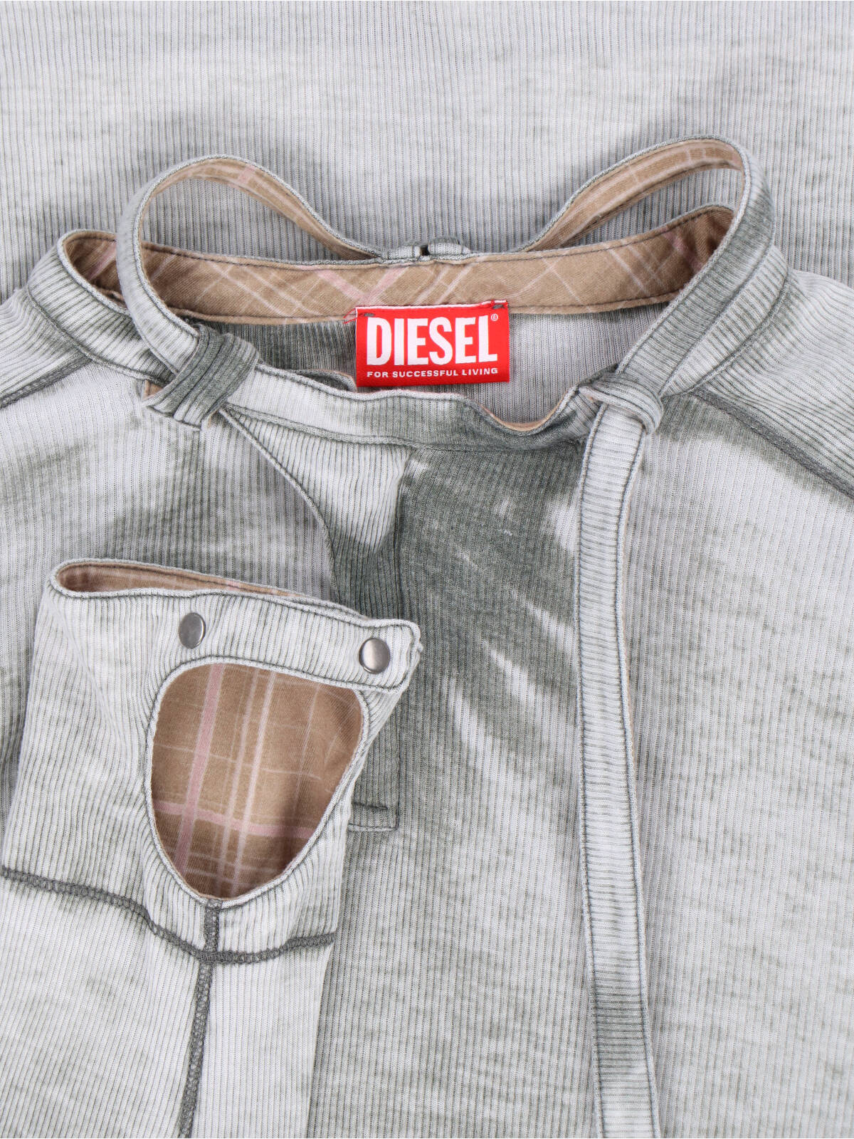 Grey T-Ecla Ribbed Lace-Up Sweater